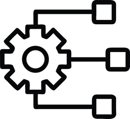 Obraz premium Gear Processing Icon Demonstrates Structured Workflow Configuration and System Integration for Solutions