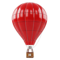 Obraz premium A red hot air balloon with a brown basket