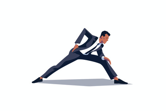 man in business suit stretching isolated isolated