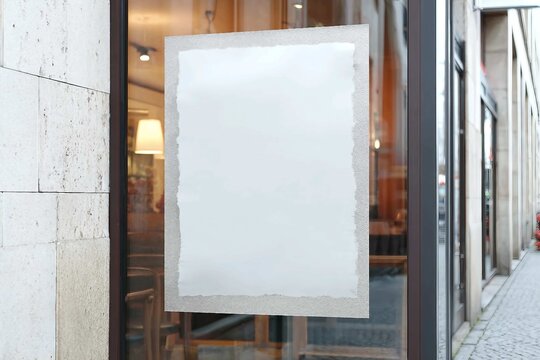 White wrinkled poster template. Glued paper mockup. Blank wheatpaste on textured wall. Empty street art sticker mock up. Clear urban glued advertising canvas.