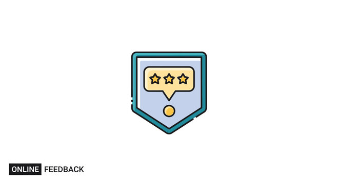 Shield with stars and speech bubble.