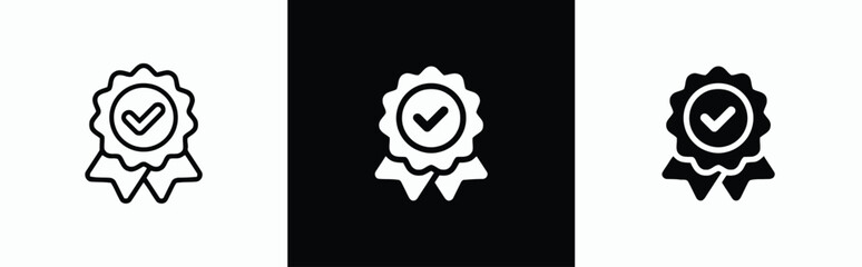 Obraz premium Award ribbon icon with check mark for achievement and quality