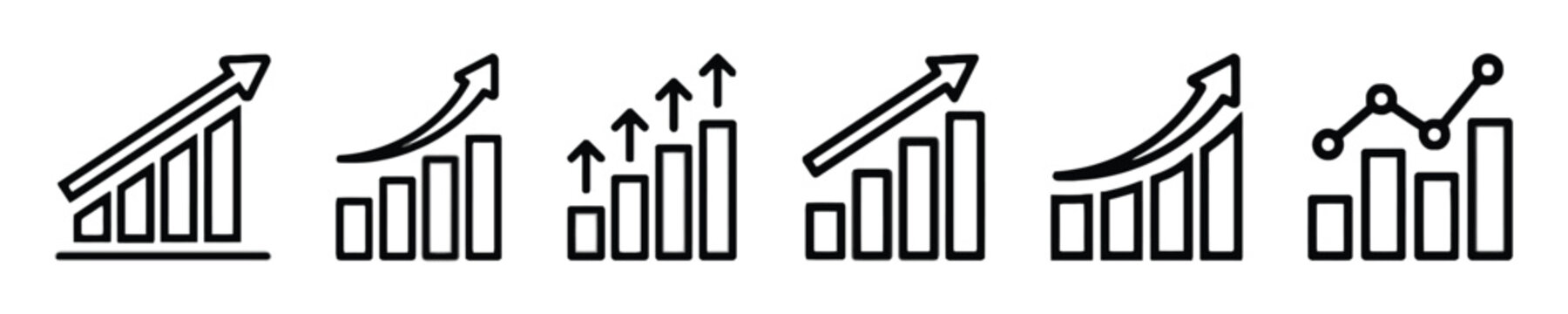 Bar chart and graph icons showing upward growth and trends