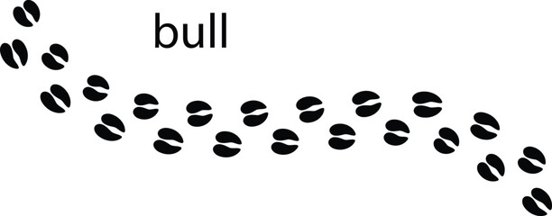 Bull Paw Print Silhouette Vector &ndash; Cattle Hoof Track Animal Footprint Icon EPS