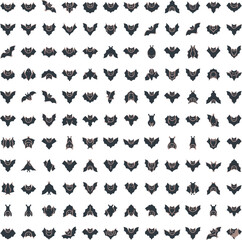 Fototapeta premium Collection of Unique Bat Illustrations for Halloween and Themed Designs