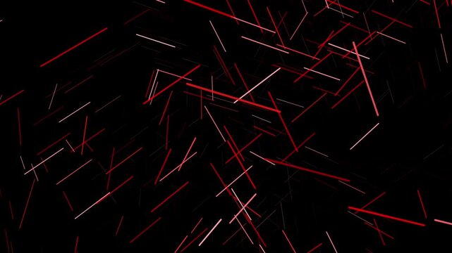 Red and white linear segments dart and intersect across a dark void, creating a chaotic yet organized matrix of light that resembles a digital "crossroads".