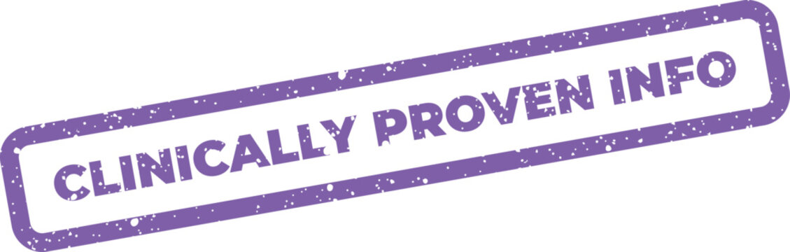 Distressed stamp showing the text clinically proven info for reliable and validated data