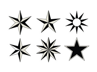 Obraz premium Black and White Star Symbols