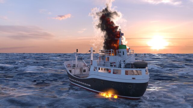 漁船　3DCGレンダリング