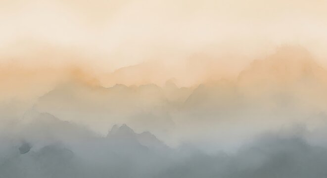 Misty Mountain Landscape With Soft Hues atmospheric