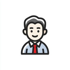 Friendly Businessman with Gray Hair and Red Tie in Vector Style