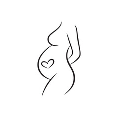 line drawing art pregnancy women