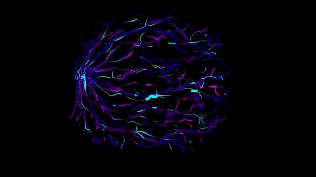 Self drawing neon tumbleweed on black screen. Purple desert plant rolling at night animated for stock overlay.