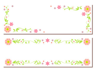 ピンクの花と植物のフレーム