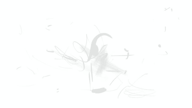 Chaotic drawing of textured random strokes and blots. Retro pencil texturing. Stock video with black rough sketches.