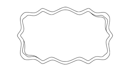 single organic decorative frame, wavy irregular border, black and white outline vector illustration, minimal line style, uniform stroke, isolated on white background, elegant decorative frame