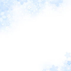 桜の春背景 パステルグラデーション 和風さくらバナーテンプレート | 正方形 水色 ベクター素材