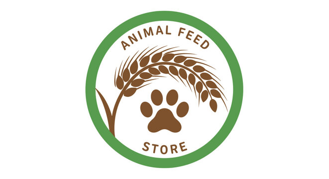 Animal Feed Store Logo with Paw Print.