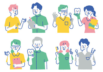 Dental Clinic Staff and Patient Set_Color
