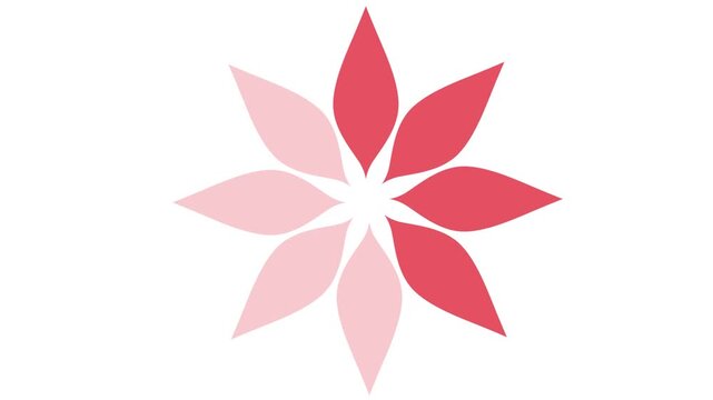 Pink floral petal loading progress animation on white background. Elegant feminine flower circle buffering icon for beauty, health, and wellness apps.