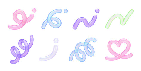 Yume Kawaii Transparent Jelly Shape Collection - Cute Swirl Symbol Set - Transparent 3D PNG Elements © 3Dfun