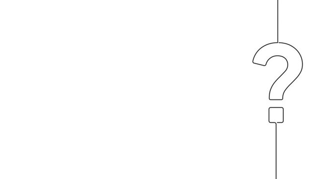 Minimalist Black Line Drawing of Question Mark on White Background for FAQ Help and Information Support