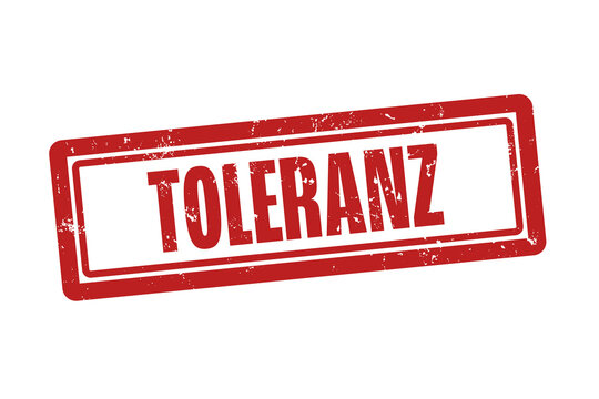 Toleranz (tolerance) - A red stamp, isolated on white background.