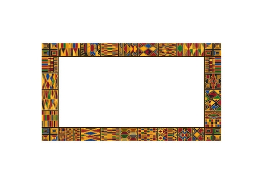 Colorful African kente pattern frame png on transparent background