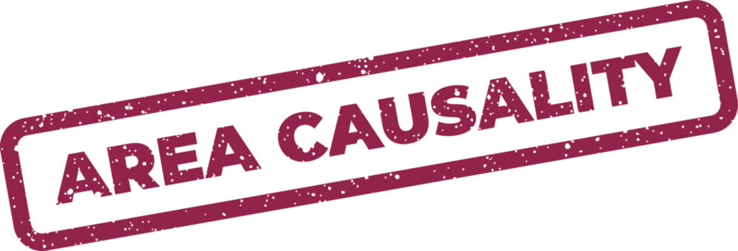 Grunge style rectangular stamp with the phrase AREA CAUSALITY conveying scientific research and analytical concepts