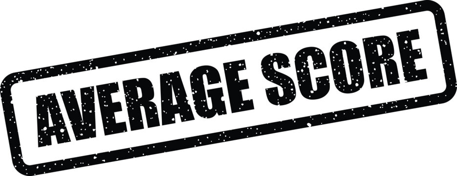Grunge style rectangular stamp with the phrase average score, suitable for test results or performance evaluation