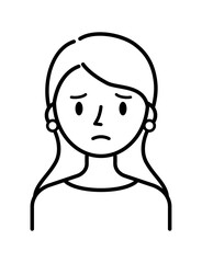 ベクターイラスト素材：困ったり悩んだりしている若い女性アイコン