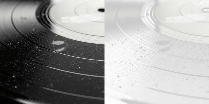 Old scratched vinyl record texture isolated on black background, vintage LP groove scratch pattern, retro analog record surface texture, music disc scratches background