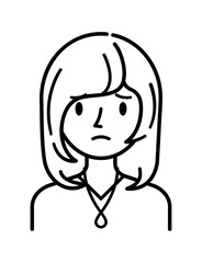ベクターイラスト素材：困ったり悩んだりしている若い女性アイコン