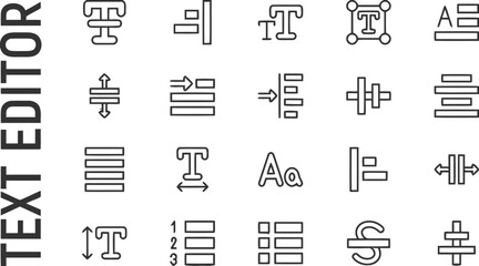 Set of simple outline icons for text editing and typography tools © Rifat