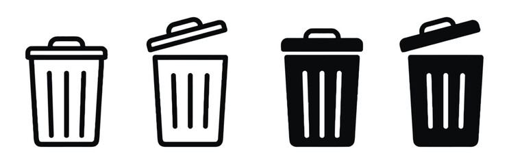 Set of trash can icons for deleting files and data © Rifat