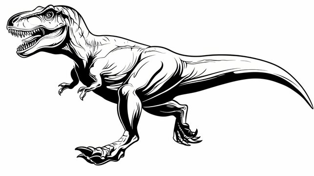 Detailed Illustration of a Fierce Tyrannosaurus Rex Dinosaur.
