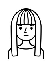 ベクターイラスト素材：困ったり悩んだりしている若い女性アイコン