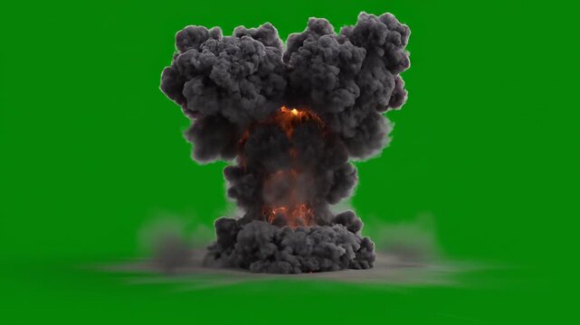 Rocket Launch and Explosion Sequence on Green Screen Background.