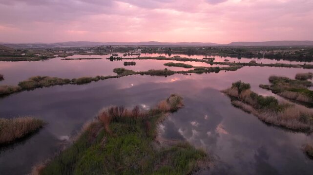 Aerial View of Euphrates River Wetlands near Saray Village, Nizip &ndash; Biodiversity-Rich Habitat in Southeastern T&uuml;rkiye