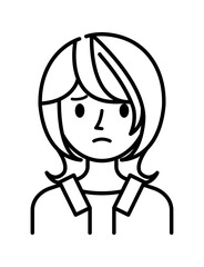 ベクターイラスト素材：困ったり悩んだりしている若い女性アイコン