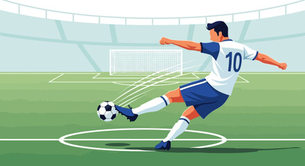 Obraz premium Soccer Player Kicking Ball on Field 3.