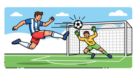 Fototapeta premium Soccer Player Kicking Ball Towards Goal 1.