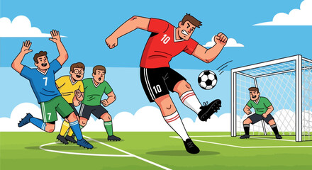 Obraz premium Soccer Player Kicking Ball Towards Goal 5.