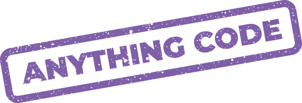 Grunge textured rubber stamp graphic displaying the phrase anything code for software development projects