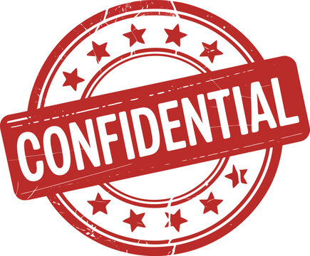 A bold and striking red confidential stamp with stars surrounding it.