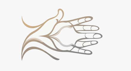 Obraz premium Abstract hand gesture illustration in elegant brown and gray tones on white