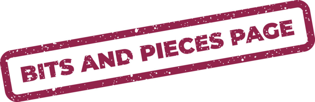 Grungy effect stamp with bold text Bits and Pieces Page for diverse content sections