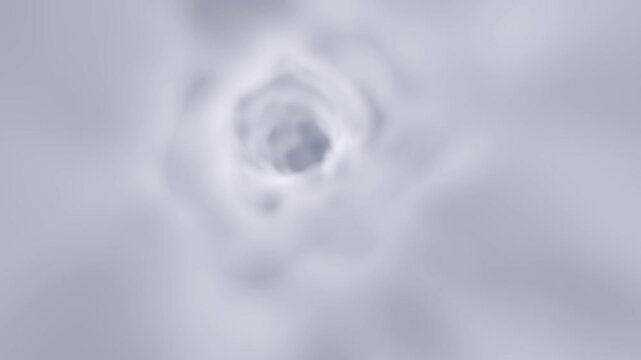 Flying through abstract grey cloud tunnel loop with soft misty white smoke vortex background
