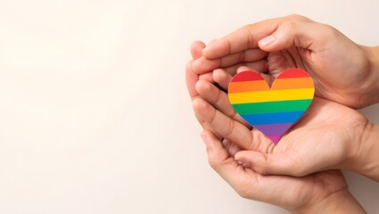 Diverse Hands Holding Colorful Heart Symbolizing Love and Unity
