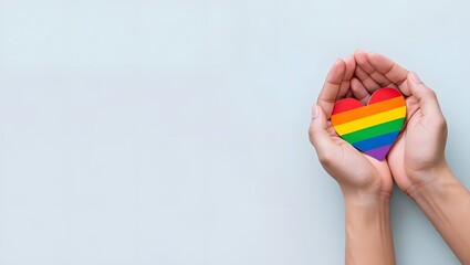 Hands Holding Colorful Heart Symbolizing Love and Inclusivity